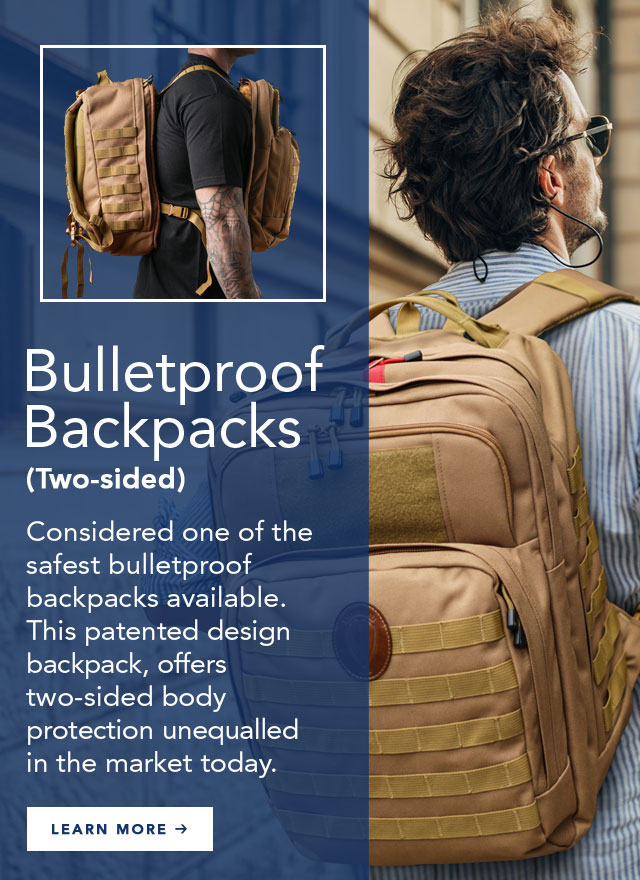 mobile rotating banner bulletproof backpack two sided